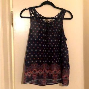 Floral Paisley Navy Tank